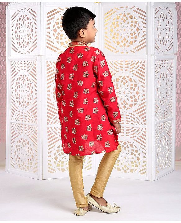 Babyhug Full Sleeves Kurta Pyjama Set - Red