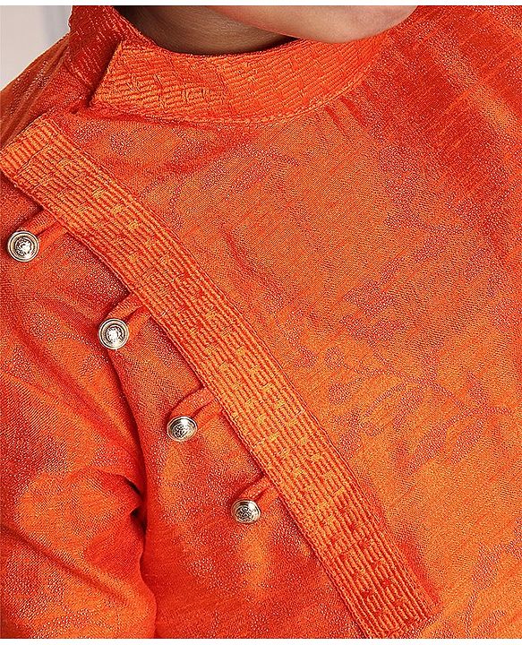 Babyhug Full Sleeves Asymmetric Kurta And Pyjama Set - Orange