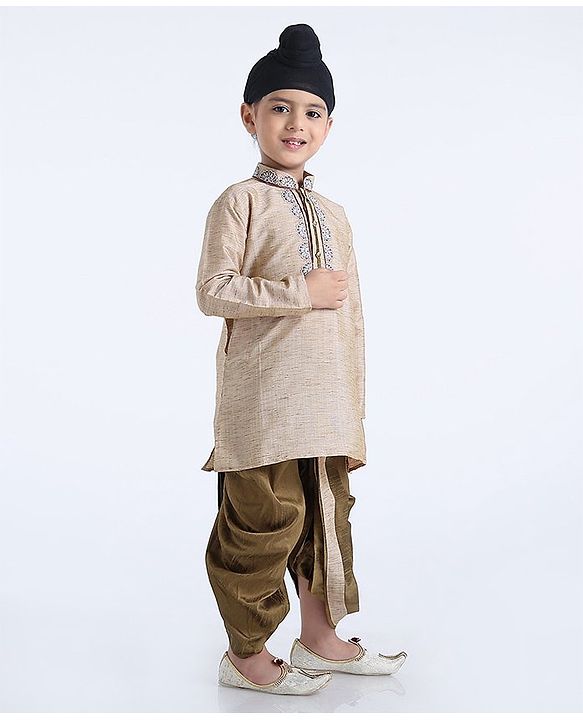 Babyhug Full sleeves Kurta With Dhoti Self Design - Off White