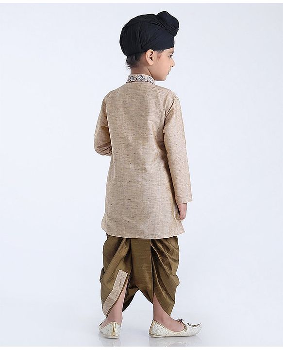 Babyhug Full sleeves Kurta With Dhoti Self Design - Off White