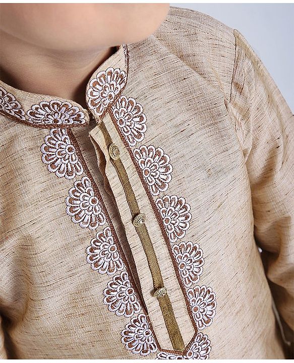 Babyhug Full sleeves Kurta With Dhoti Self Design - Off White