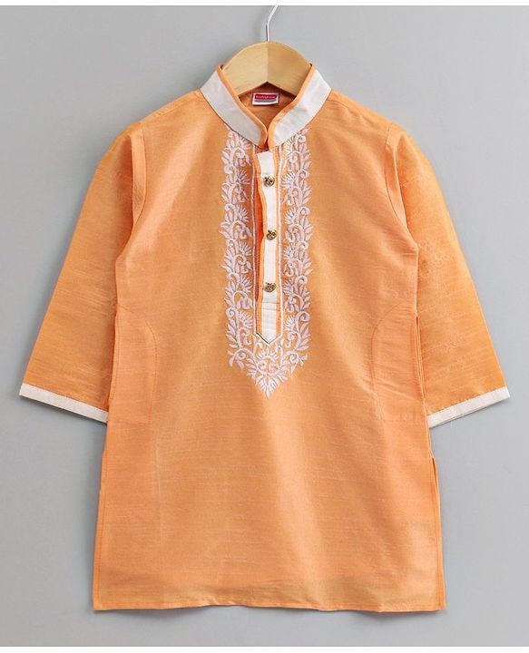 Babyhug Full Sleeves Kurta And Pyjama Set Embroidered - Yellow White