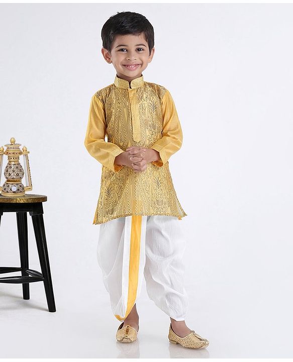 Babyhug Full Sleeves Embroidered Dhoti Kurta Set - Yellow