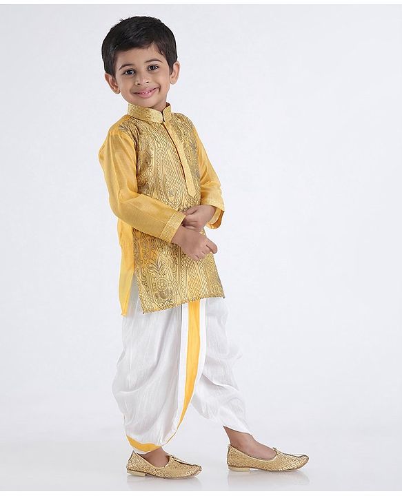 Babyhug Full Sleeves Embroidered Dhoti Kurta Set - Yellow
