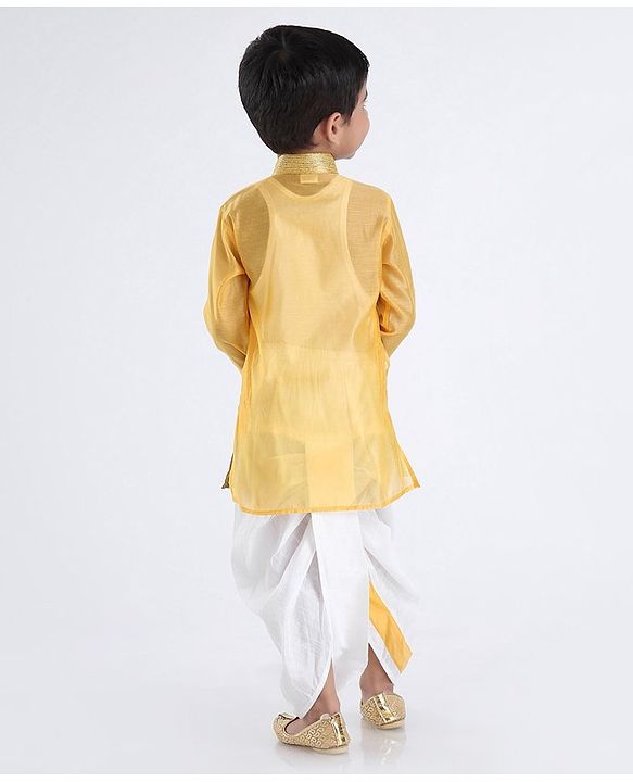 Babyhug Full Sleeves Embroidered Dhoti Kurta Set - Yellow