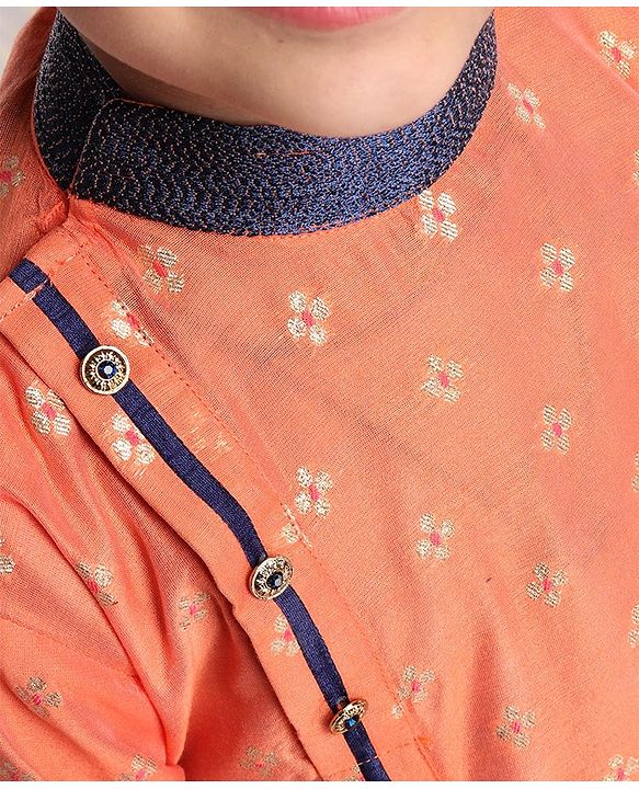 Babyhug Full Sleeves Printed Kurta With Pyjama - Orange