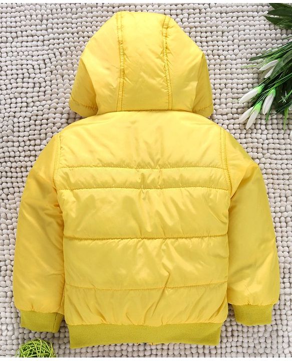 Babyhug Full Sleeves Hooded Jacket Space Patch - Yellow