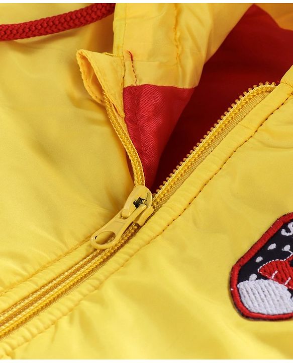 Babyhug Full Sleeves Hooded Jacket Space Patch - Yellow