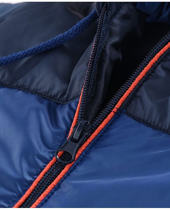 Babyhug Full Sleeves Hooded Winter Jacket - Navy Blue