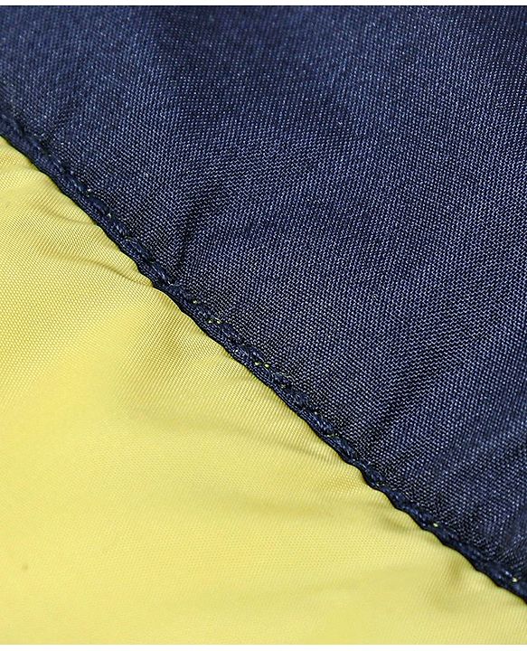 Babyhug Full Sleeves Hooded Winter Jacket - Navy Blue Yellow
