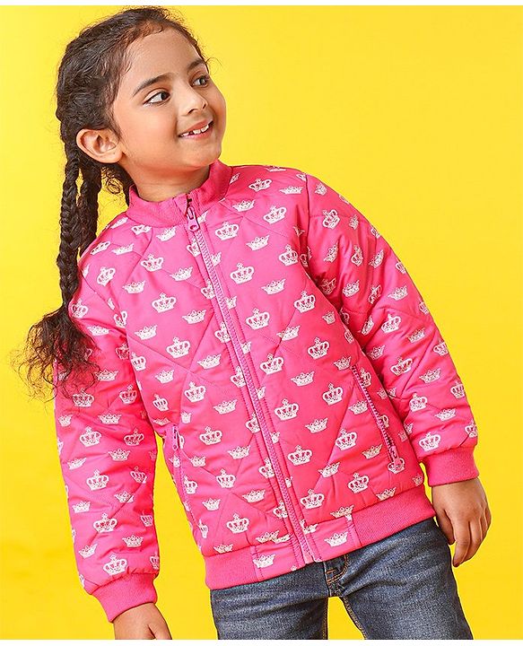 Babyhug Full Sleeves Quilted Jacket - Pink