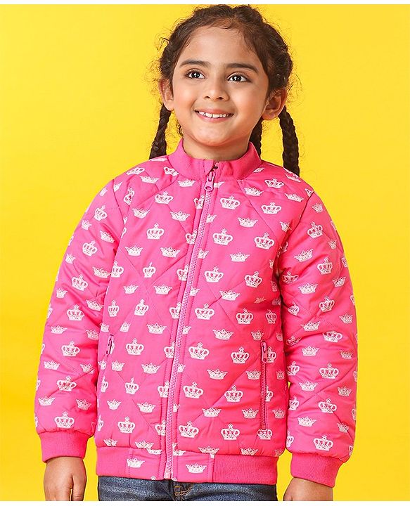 Babyhug Full Sleeves Quilted Jacket - Pink