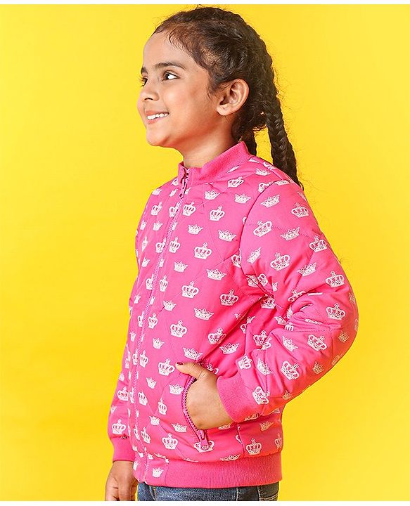 Babyhug Full Sleeves Quilted Jacket - Pink