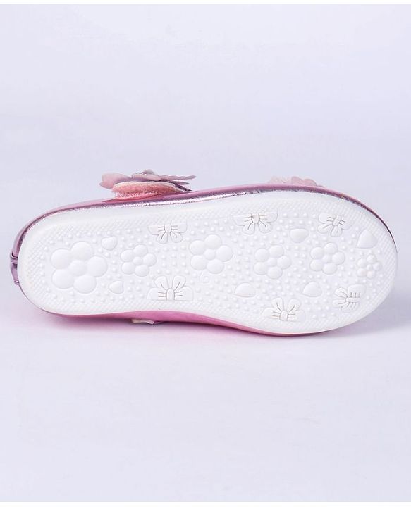Cute Walk by Babyhug Party Wear Belly Shoes Butterfly Motifs - Pink