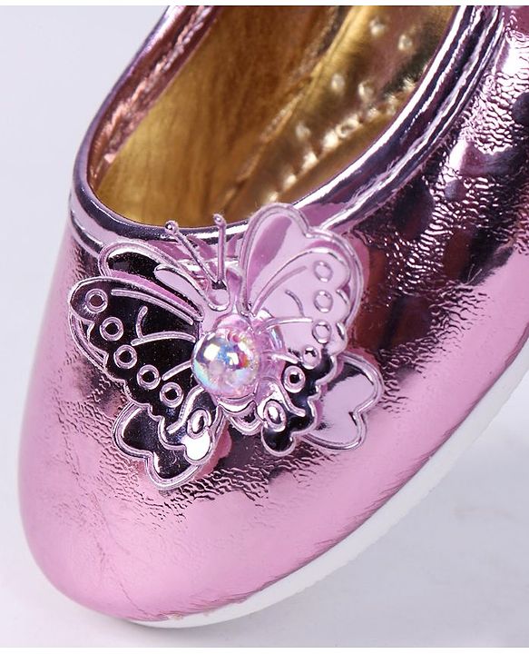 Cute Walk by Babyhug Party Wear Belly Shoes Butterfly Motifs - Pink
