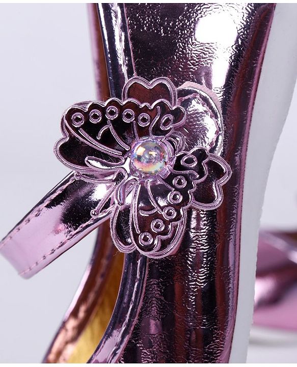 Cute Walk by Babyhug Party Wear Belly Shoes Butterfly Motifs - Pink