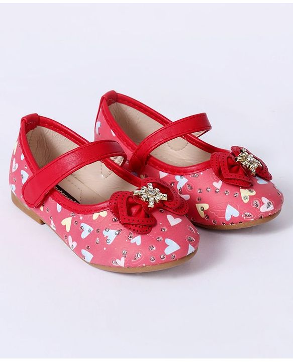 Cute Walk By Babyhug Floral Embellished Party Wear Bellies - Red