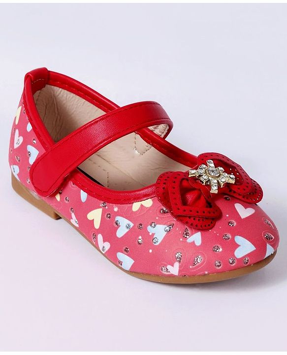 Cute Walk By Babyhug Floral Embellished Party Wear Bellies - Red