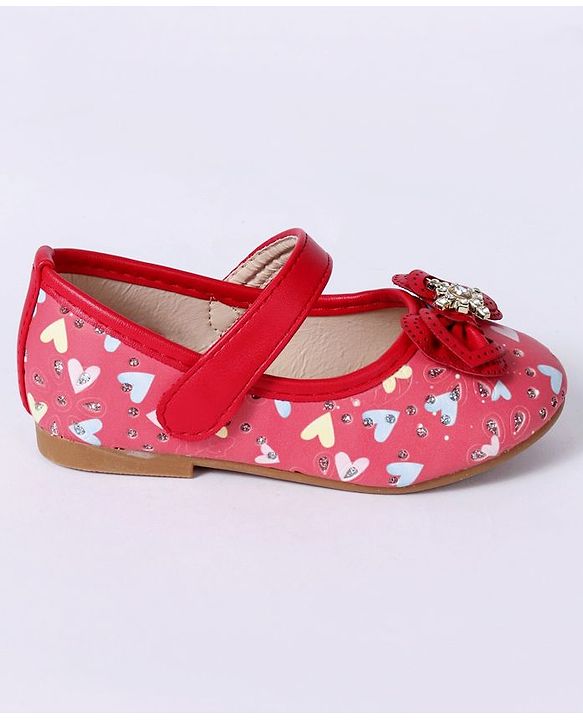 Cute Walk By Babyhug Floral Embellished Party Wear Bellies - Red