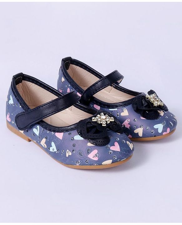 Cute Walk By Babyhug Floral Embellished Party Wear Bellies - Blue