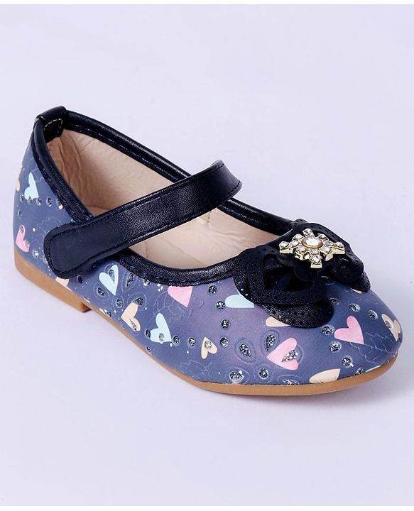 Cute Walk By Babyhug Floral Embellished Party Wear Bellies - Blue