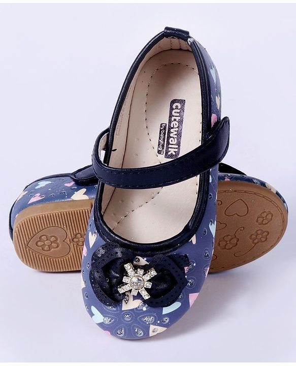 Cute Walk By Babyhug Floral Embellished Party Wear Bellies - Blue