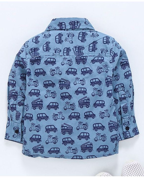 Babyhug Full Sleeves Shirt Vehicle Print - Blue
