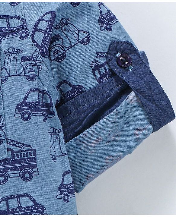 Babyhug Full Sleeves Shirt Vehicle Print - Blue
