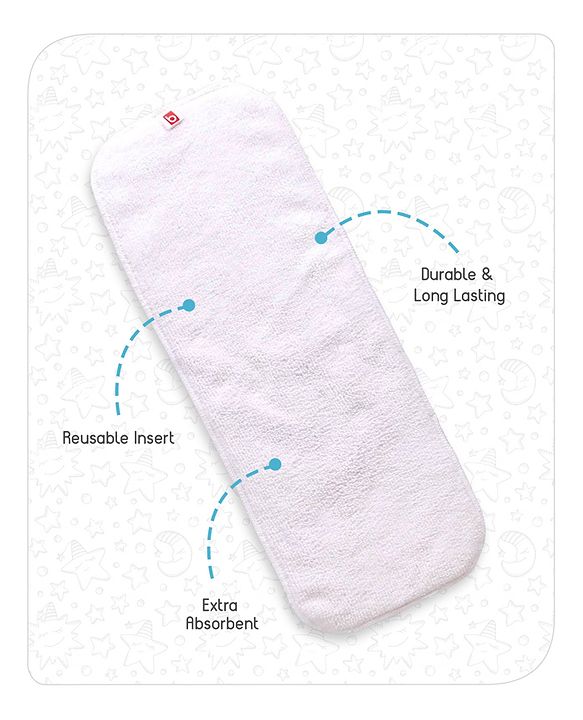 Babyhug Free Size Reusable Cloth Diaper With Insert Denim Print - Blue