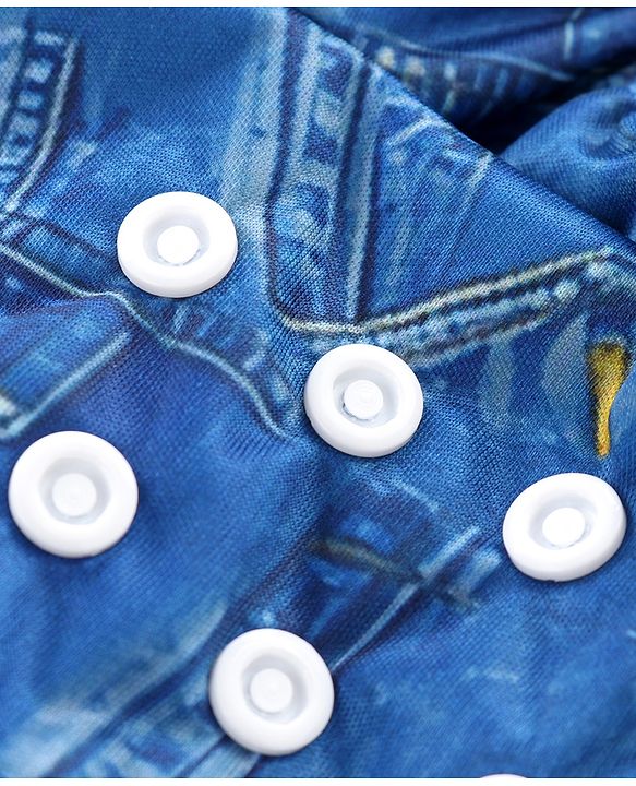 Babyhug Free Size Reusable Cloth Diaper With Insert Denim Print - Blue