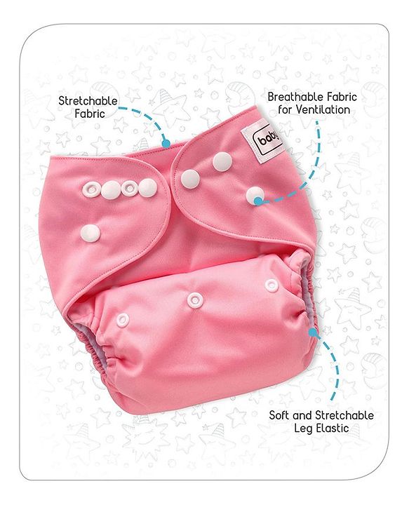 Babyhug Free Size Reusable Cloth Diaper With Insert - Pink