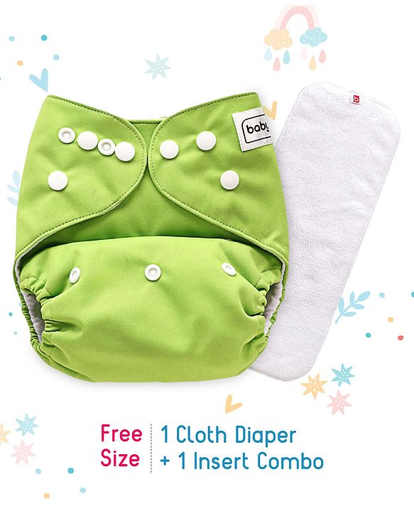 Babyhug Free Size Reusable Cloth Diaper With Insert - Green