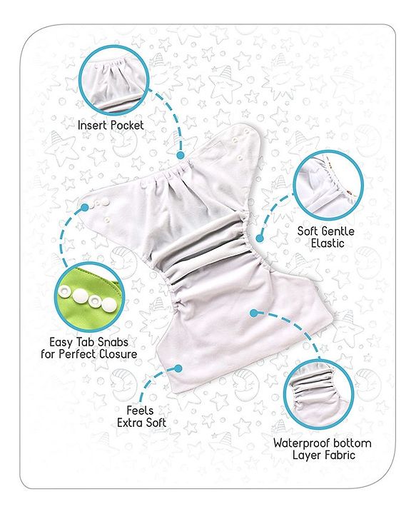 Babyhug Free Size Reusable Cloth Diaper With Insert - Green
