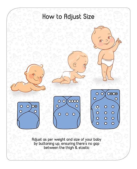 Babyhug Free Size Reusable Cloth Diaper With Insert Monster Print - Blue (Packaging May Vary)