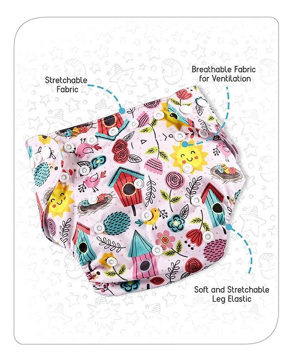 Babyhug Free Size Reusable Cloth Diaper With Insert - White (Packaging May Vary)