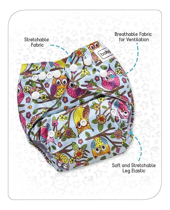 Babyhug Free Size Reusable Cloth Diaper With Insert - White (Packaging May Vary)