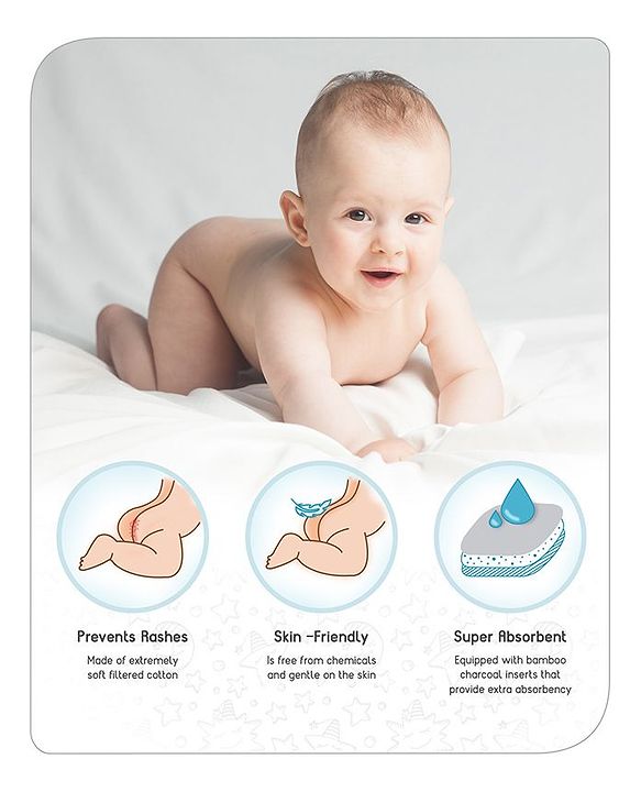 Babyhug Free Size Reusable Cloth Diaper With Insert - White (Packaging May Vary)