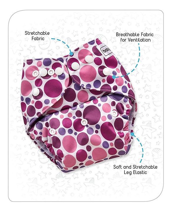 Babyhug Free Size Reusable Cloth Diaper With Insert - White (Packaging May Vary)