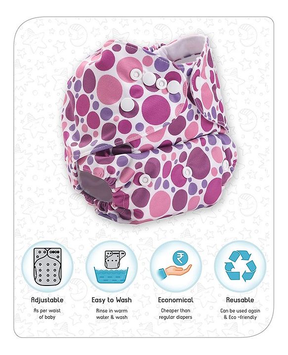 Babyhug Free Size Reusable Cloth Diaper With Insert - White (Packaging May Vary)