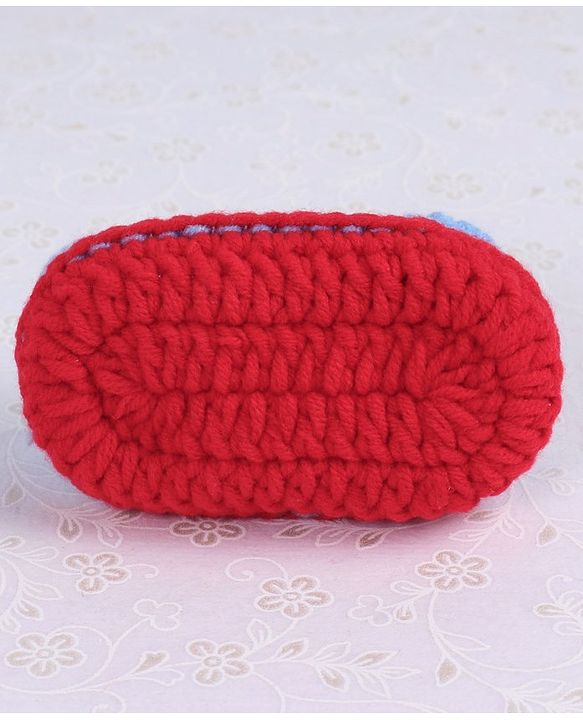 Cute Walk by Babyhug Winter Booties Flower Motif - Red Blue