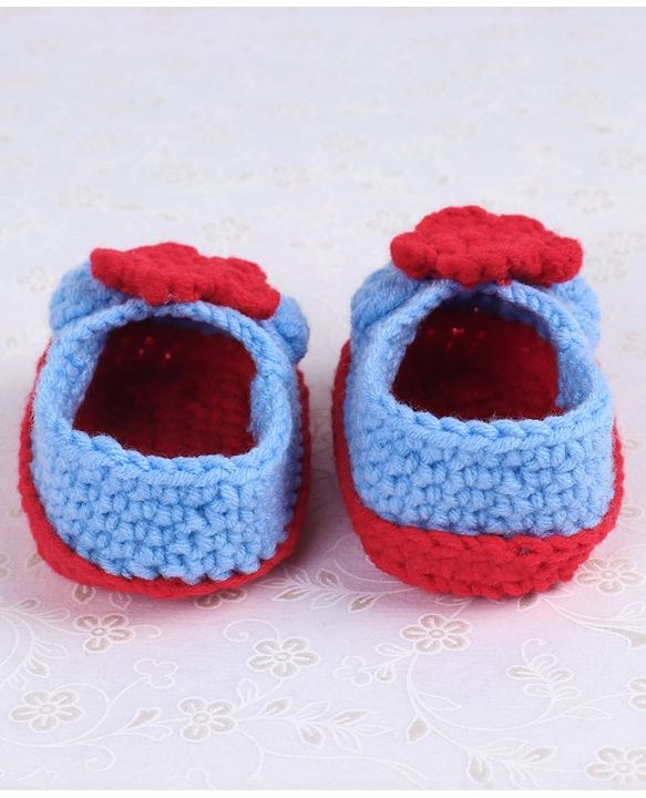 Cute Walk by Babyhug Winter Booties Flower Motif - Red Blue