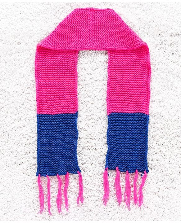 Babyhug Woolen Cap Gloves & Muffler Set Heart Motif - Fuchsia Blue