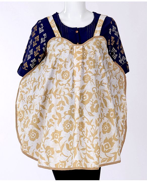 Babyhug Multi Purpose 100 % Cotton Breast Feeding Nursing Cape Floral Print - Cream