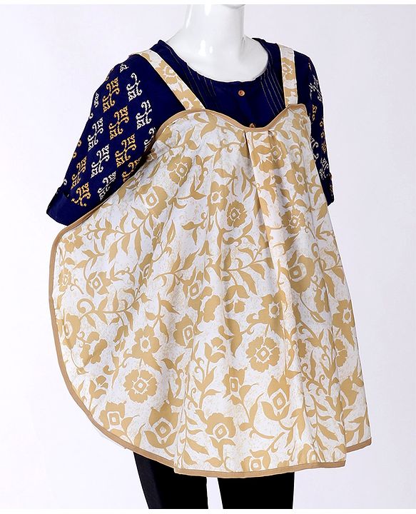 Babyhug Multi Purpose 100 % Cotton Breast Feeding Nursing Cape Floral Print - Cream