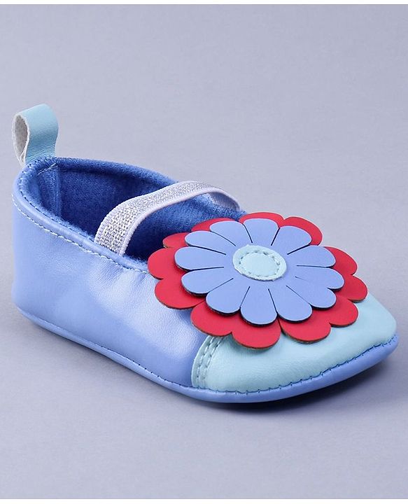 Cute Walk by Babyhug Booties Flower Motif - Blue
