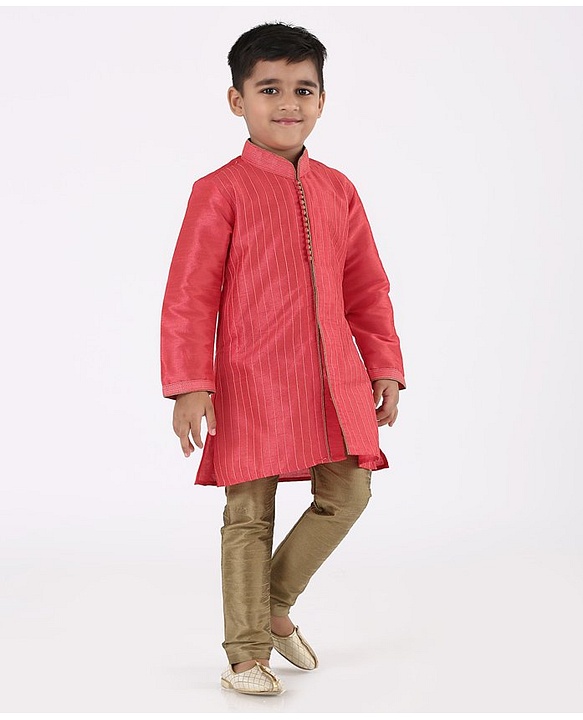 Babyhug Full Sleeves Kurta with Pyjama - Pink Golden