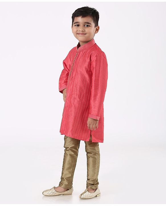 Babyhug Full Sleeves Kurta with Pyjama - Pink Golden