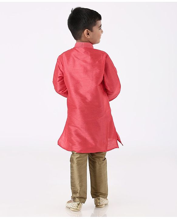 Babyhug Full Sleeves Kurta with Pyjama - Pink Golden