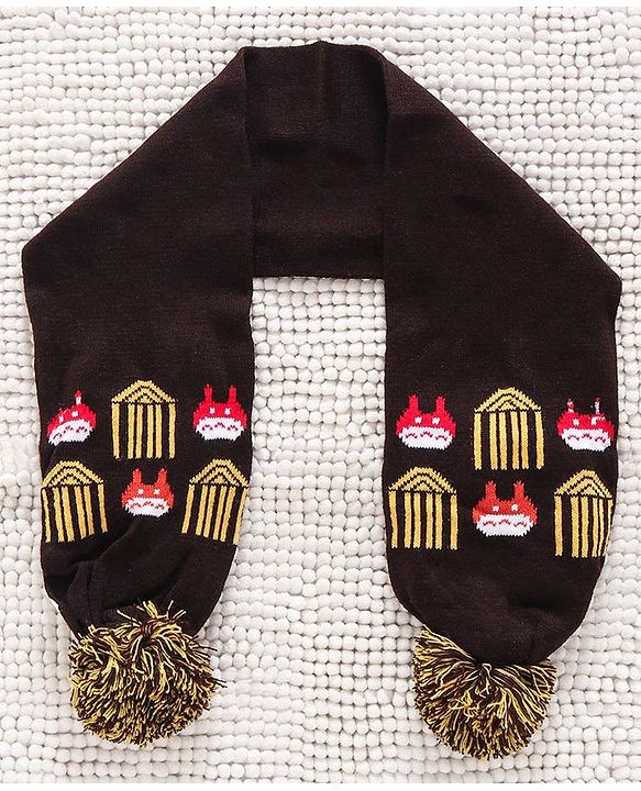 Babyhug Woollen Cap Gloves & Muffler Set Pom Pom Design - Dark Brown
