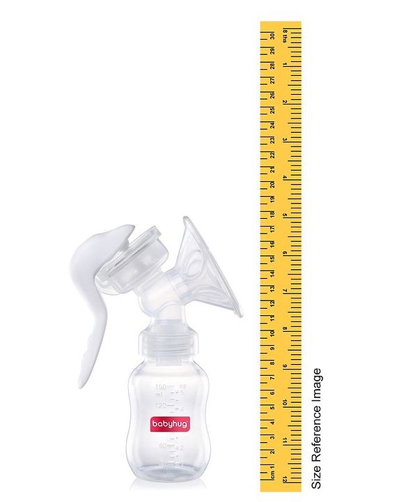 Babyhug Manual Breast pump With 2 Suction Modes- White| Soft Silicon Flange| Quiet Operation| BPA-Free| Anti Back-flow| Sterilazable| Single Hand operation - 150 ml White